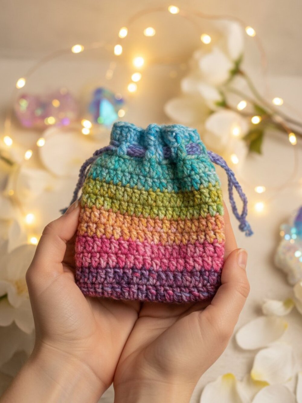 Pixie Dust Drawstring Pouch | Handmade Crochet Gift Bag | Versatile Pouch